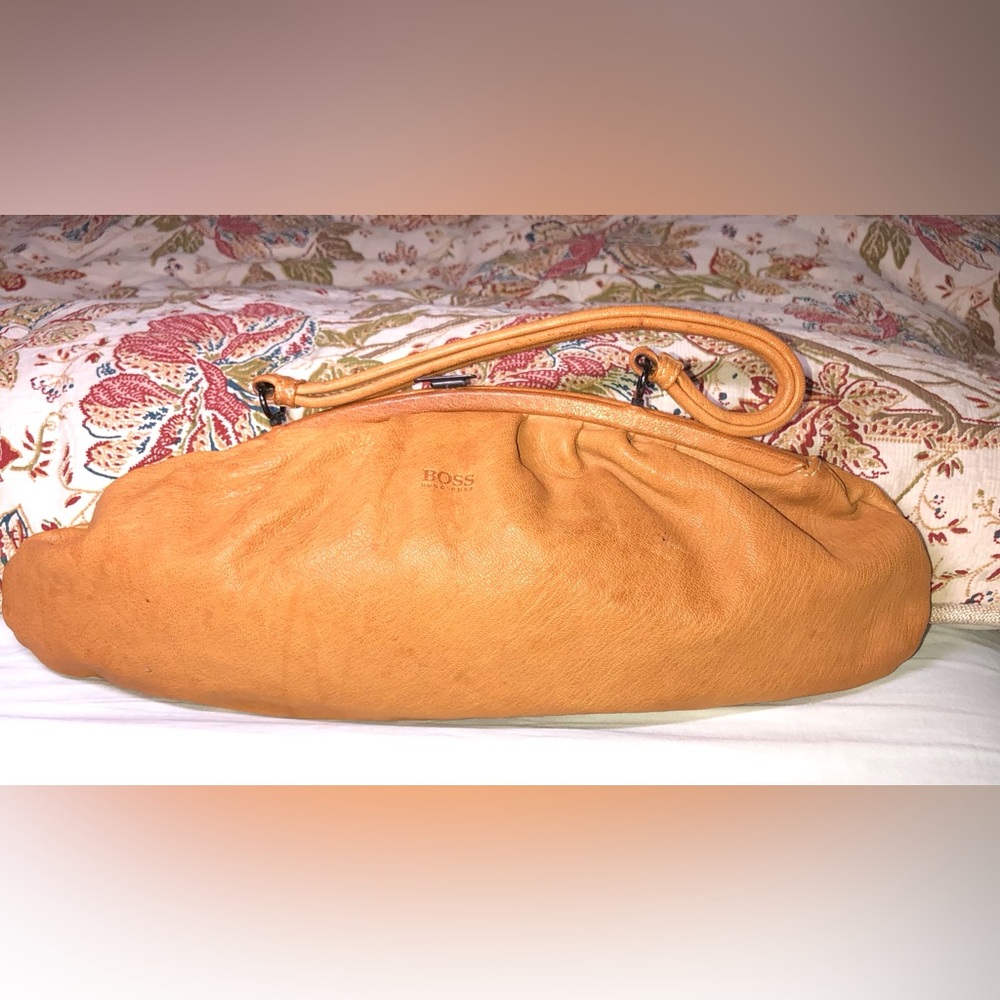 BOSS Hugo Boss Caramel GOAT Leather Clutch Bag EXCELLENT ❤️❤️❤️